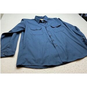 Big Mac Vintage 90s Work Shirt Navy Blue‎ Button Up XL Made in USA 1994 Twill